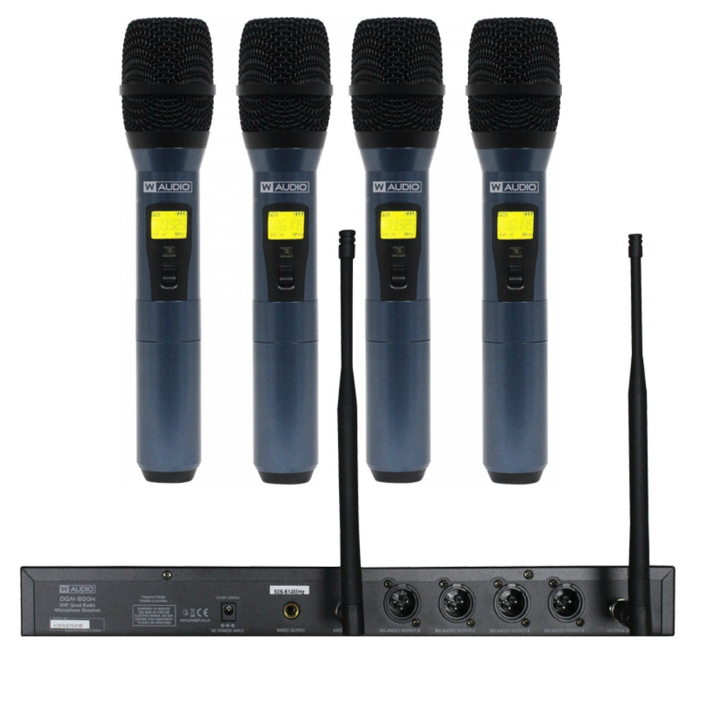 W Audio DQM 600H Quad Handheld UHF Wireless System