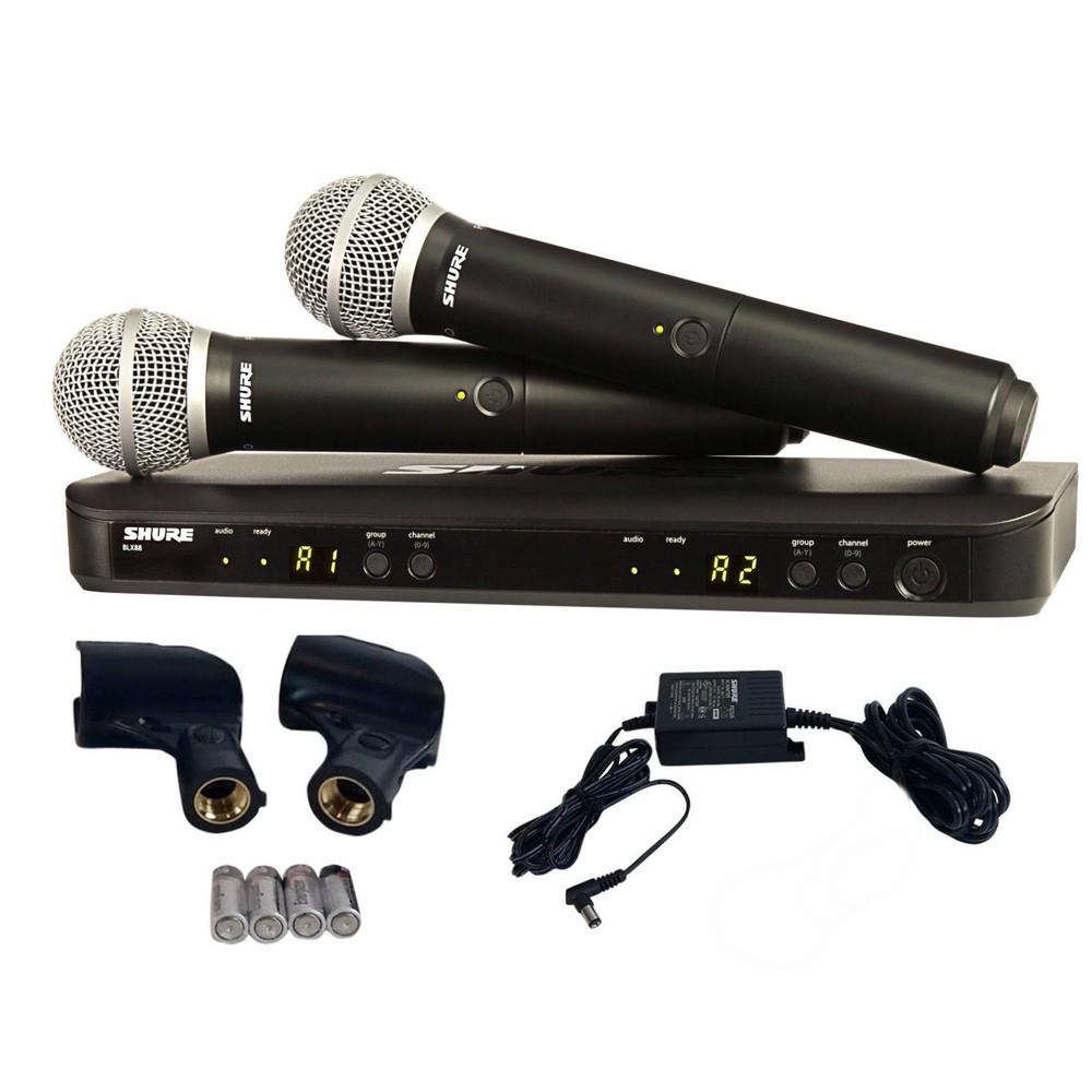 Shure BLX288 PG58 Dual Wireless Microphones DJ Supplies Sound