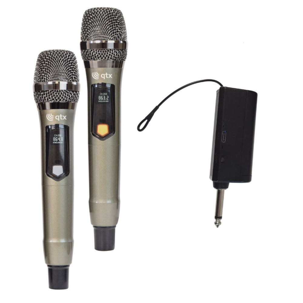 Dual UHF Handheld Wireless Microphones-Wireless Microphones-DJ Supplies Ltd