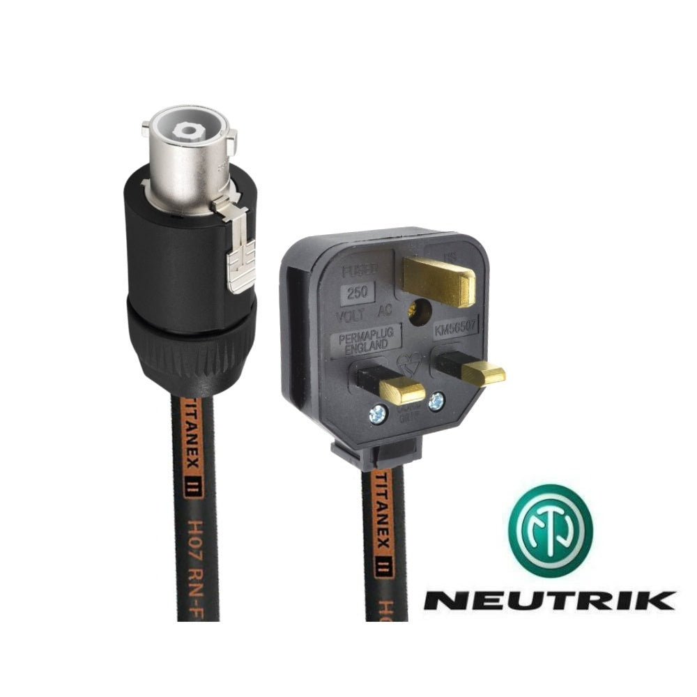 Neutrik 32A PowerCON Lead to 13A Heavy Duty Plug-Power Leads-DJ Supplies Ltd